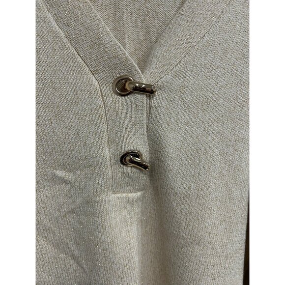 Charter Club Womens Beige Sweater V Neck Decorative Metal Closures Sz Medium - Picture 4 of 9